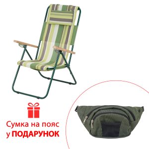 Крісло-шезлонг "Ясень" d20 мм (Текстилен, Зелена смуга)