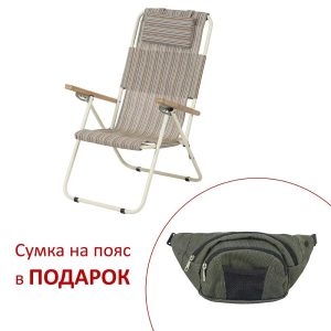 Крісло-шезлонг "Ясень" d20 мм (Текстилен, Бежева смуга)