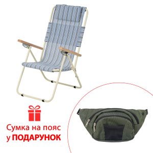 Крісло-шезлонг "Ясень" d20 мм (Текстилен, Блакитна смуга)