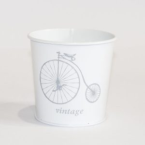 Кашпо декоративне 0,5 л "Сірий велосипед" Vitan, колір Білий глянець, 95*80*100 метал