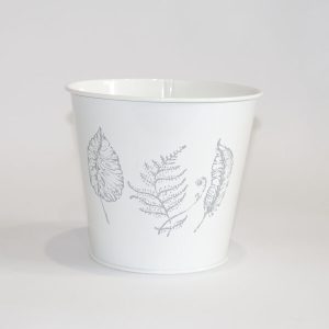 Кашпо декоративне 1л "ЛИСТЯ" Vitan,  колір Білий матовий, 130*98*140, метал