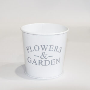 Кашпо декоративне 0,5л "FLOWERS & GARDEN" Vitan, колір Білий глянець, 95*80*100 метал