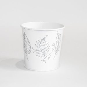 Кашпо декоративне 0,5л "ЛИСТЯ" Vitan, колір Білий глянець, 95*80*100 метал