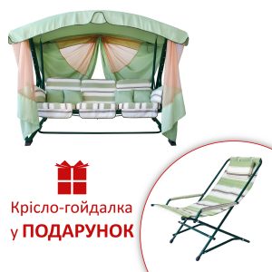 Гойдалка садова "Аліса" (Дралон, Зелена смуга) Крісло-гойдалка в подарунок