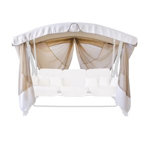 Тент з москітною сіткою на садову гойдалку "Аліса" (Тканина Поліестер світлий беж)