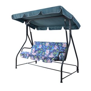 Гойдалка садова "Вероніка" (Бязь, Рожеві квіти на синьому фоні)