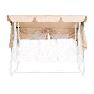 Тент з москітною сіткою на садову гойдалку "Фемелі/Вілла" (Тканина Поліестер світлий беж)