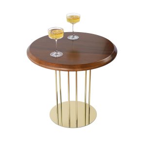 Журнальний стіл "Олександрит", Горіх Світлий d600 мм/Золотий каркас