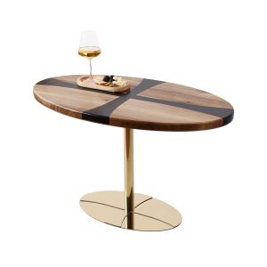 Журнальний стіл "Онікс", Горіх 900*500 мм/Золотий каркас