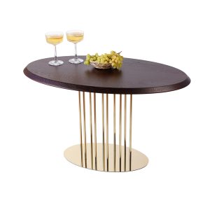 Журнальний стіл "Турмалін", Горіх Амарена 900*550 мм/Золотий каркас