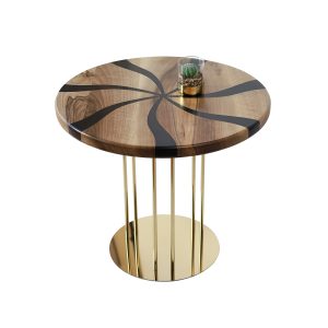 Журнальний стіл "Опал", Горіх d600 мм/Золотий каркас