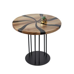 Журнальний стіл "Опал", Горіх d600 мм/Чорний каркас