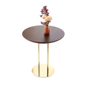 Журнальний стіл "Олександрит", Дуб Коричневий d500 мм/Золотий каркас