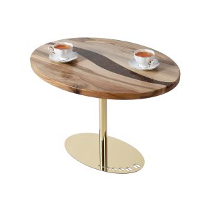 Журнальний стіл Кавове зерно 800*600 мм/Золотий каркас
