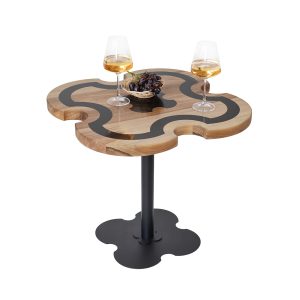 Журнальний стіл "Агат чорний", Горіх 700*700 мм/Чорний каркас