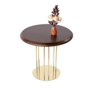 Журнальний стіл "Олександрит", Горіх Коричневий d600 мм/Золотий каркас