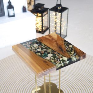 Журнальний стіл Квадрат, Квіти на золоті №2