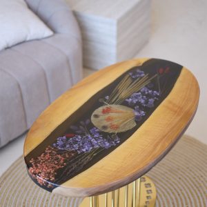 Журнальний стіл Овал, Квіти на золоті №7