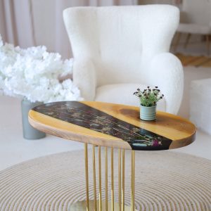 Журнальний стіл Овал, Квіти на золоті №4