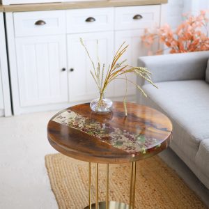 Журнальний стіл Коло, Квіти на золоті №2