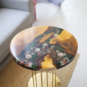 Журнальний стіл Коло, Квіти на золоті №4