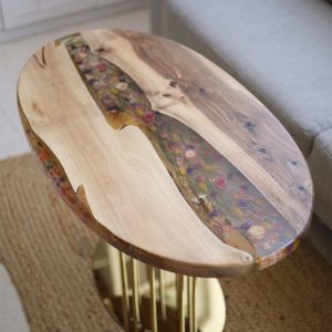 Журнальний стіл Овал, Квіти на золоті №6