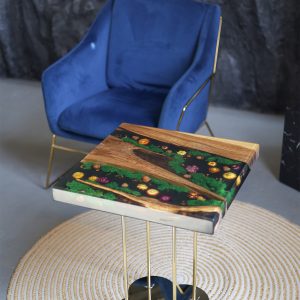 Журнальний стіл Квадрат, Квіти на золоті №5