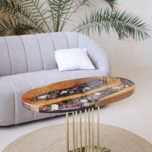 Журнальний стіл Овал, Квіти на золоті №2