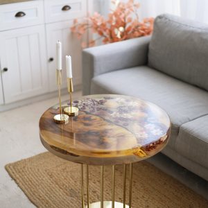 Журнальний стіл Коло, Квіти на золоті №1