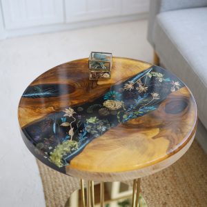 Журнальний стіл Коло, Квіти на золоті №3