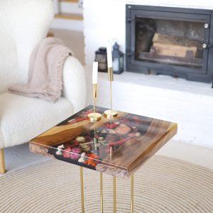 Журнальний стіл Квадрат, Квіти на золоті №1