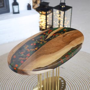 Журнальний стіл Овал, Квіти на золоті №8