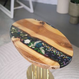 Журнальний стіл Овал, Квіти на золоті №11