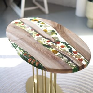 Журнальний стіл Овал, Квіти на золоті №9