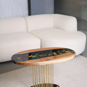 Журнальний стіл Овал, Квіти на золоті №10